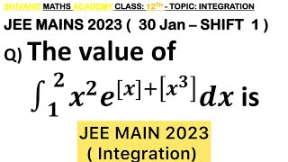 Q) If [t] denotes the greatest integer ≤𝑡, then the value of (3(𝑒−1))/𝑒 ∫_1^2 𝑥^2 𝑒^([𝑥]+[𝑥^3 ] ) 𝑑𝑥