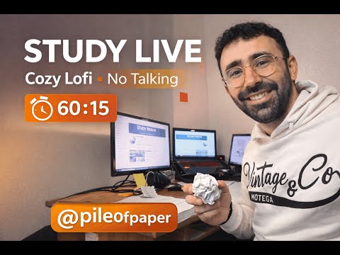 Quiet Study Live ☕📚 | Cozy Lofi Pomodoro 60/15 (4 Sessions) – No Talking