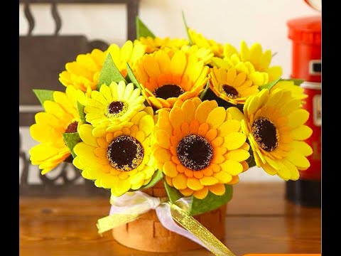 BAZIMA DIY Felt Flower Art Craft Kit——DIY Potted Sunflower  Tutorial