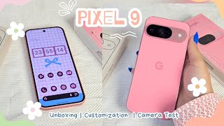 Google Pixel 9 Peony Aesthetic Unboxing, Customization & Camera Test