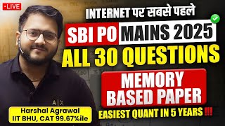 ✅ SBI PO Mains Memory Based Paper 2025 Quant | SBI PO Mains 2025 Memory Based Paper Quant | Harshal