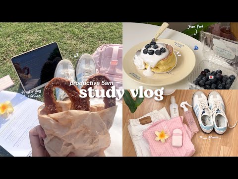 ☁️🫐school girl vlog | 5am study day routine, fav food, a day out and cozy night