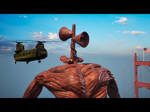 Colossal Titan-Siren Head vs Godzilla USArmy Chinook Helicopter in Retro New York City (part1)