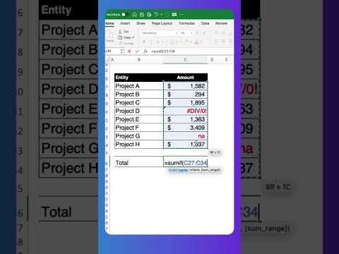 Sum up with error #exceltech #excelformula #tutorial