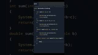 Method Overloading Program in Java | OOPs Concepts | Polymorphism | Core Java Code | Coding in java