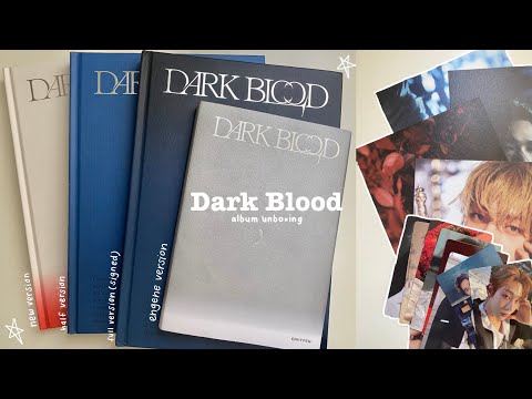 enhypen “dark blood” album unboxing: new, half, engene + full signed version ಇ.