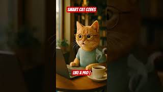 Smart Cat Codes Like a Pro ! Funny Animation #Shorts