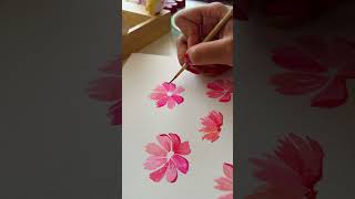 Watercolor cosmos #wildflowers #watercolor #watercolorpainting #artshorts #arttutorial #easyartvideo