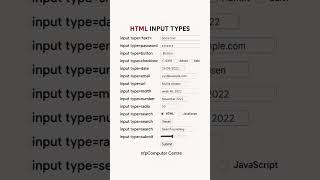 HTML INPUT TYPES #coding #javascript #@NFPComputerCenter