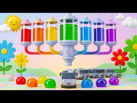 Toy Bus Paint Pouring Fun! 🚌 Learn Colors with Nursery Rhyme Color Songs