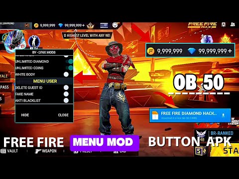 FREE FIRE NEW MENU MOD BUTTON || FREE FIRE NEW MOD MENU OB-50 || FREE FIRE DIAMONDS Menu mod apk