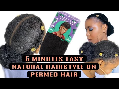Easy natural hairstyle on permed hair.