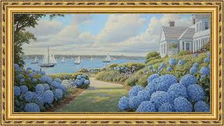 Summer Sail Boat Painting | Vintage Gold Frame TV Art | 4k Screensaver for TV