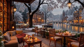 Warm Winter Jazz Music at Outdoor Coffee Shop Ambience ⛄ Relaxing Jazz Background Music for Studying