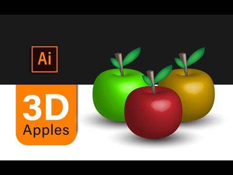 how to create 3d apples -  illustrator tutorial - 3d revolve tool - for beginners