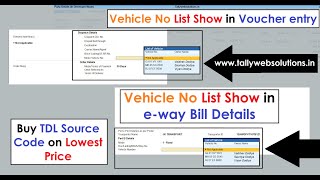 (Buy TDL Source Code Rs 40) Vehicle No List Show in Voucher and e-way Bill Entry in Tally Prime 7.0