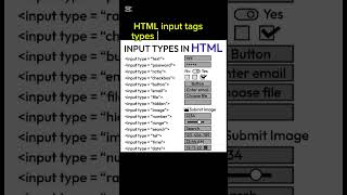 HTML input tags types | input types in html incredible #ai #coding #html #shorts #facts