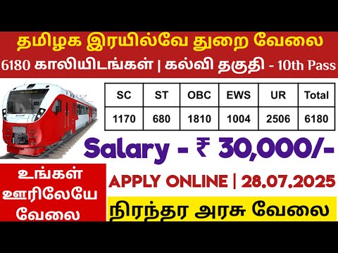 🚂 தமிழக இரயில்வே வேலை 📮Tamilnadu Government Jobs 2025 🥳 TN Govt Jobs 🚘 Government Job Vacancy 2025