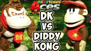 ABM: Donkey Kong Vs Diddy Kong !! Mario Tennis Aces Gameplay Match !! HD