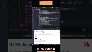 HTML Tutorial - Lesson 70: HTML Input Types Part 1 #shorts  #html #css #js #php #react