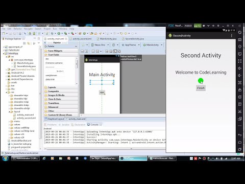 Intent Activity sending & receiving data using Intents or button | Eclipse