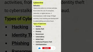 Brief Explanation of cyber crime and its Types #cybercrime #types