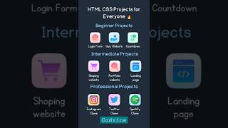 HTML CSS Project Idea's for all Developers #projectideas #htmlproject #cssproject #frontendprojects