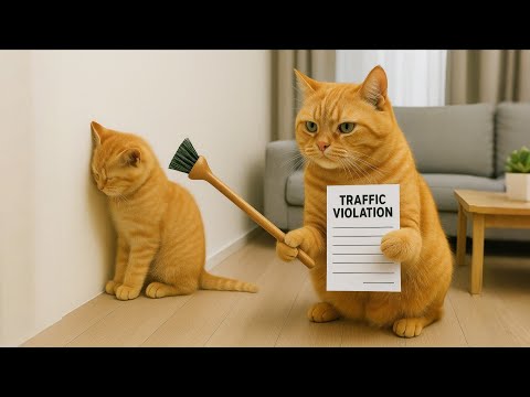 Kitten Fined For Traffic Violation, Mama Cat Did These Things To Solve The Problem!
