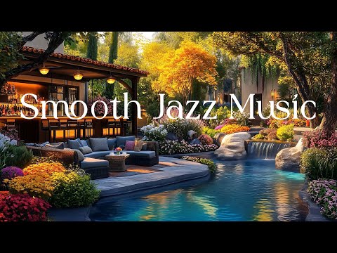 Smooth Jazz Piano in Outdoor Café by Lake | Relaxing Music with Birdsong for Peaceful Atmosphere