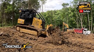 Extreme Road Building Excavation with the CAT Excavator CAT D3 Dozer and Dump Truck.