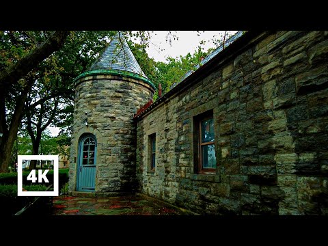 4K | Oldest Stone Building in Massachusetts | Walking Heavy Rainstorm | Somerville Boston