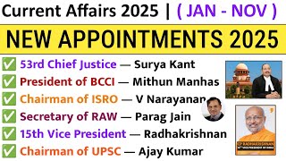 New Appointments Current Affairs 2025 | Appointment 2025 Current Affairs | Current Affairs 2025 