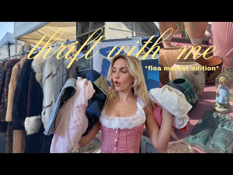 (try on) THRIFT WITH ME 𐙚 *flea market & vintage store* haul ⋆𐙚₊˚