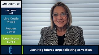 Live Cattle futures mixed. Feeder futures decline. Lean Hog futures surge. 10/16/24