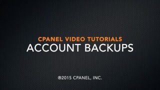cPanel Tutorials - Account Backups
