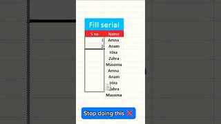 Serial No Hacks #exceltricks #viral #exceltips #exceltutorial ##excellearning #excelshorts