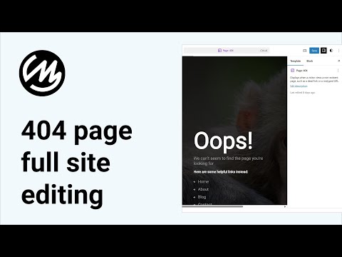 WordPress 404 page full site editing