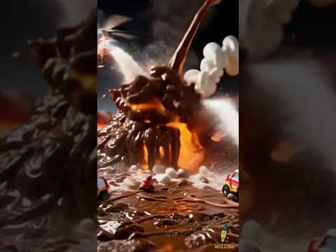 When Lava Cake Attacks! 🍫🔥 The Mini Firefighter Tale!  #wizzink #macro