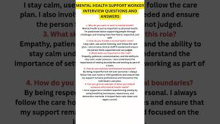 Mental Health Support Worker Interview Questions and Answers #nhs #jobinterview #supportworker