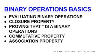 WHAT IS A BINARY OPERATION ? BASIC INTRODUCTION