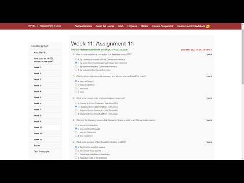 NPTEL Programming in Java Week 11 Assignment answers | July 2024