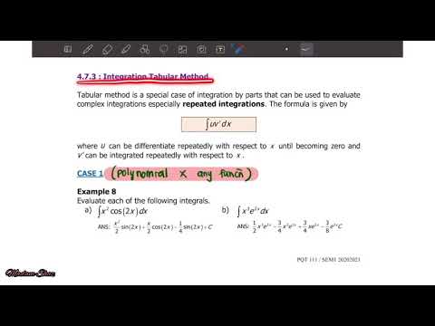 Tabular Method [Case 1]  Example 1- Compare solution with By Parts Method)