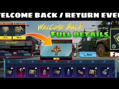 naw ritarn welcome back event free UC full details PUBG 3.6 update ka