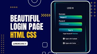Beautiful Login Page HTML CSS - Modern Login Form HTML CSS