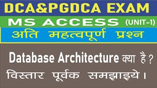 Important question database architecture in MS Access DCA and PGDCA exam sem- 1 unit -1