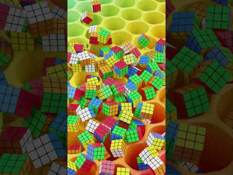 Dropping Rubik's Cubes Into The HexGrid 🧊 #satisfying #visualasmr  #blender3d  #3danimation
