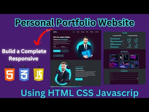 Build a Complete Responsive Personal Portfolio Website using HTML CSS Javascript#portfoliotemplate