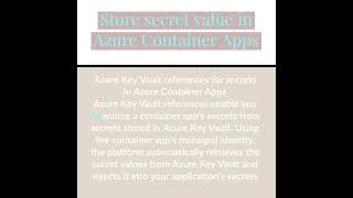 #Azure Container Apps support for Azure Key Vault