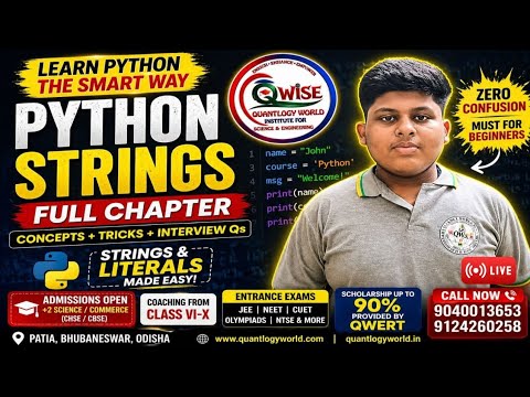 🐍 Python Strings Full Chapter 🔴 LIVE | Learn Python for Beginners (Zero Confusion)