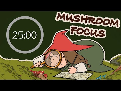 🍄 Focus & Study with a Cozy Mushroom Foraging Pomodoro Timer | 25x4 min Deep Work & Breaks